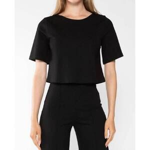 NEW RIPLEY RADER ponte knit short sleeve top in black